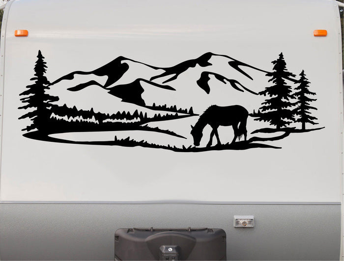 RV Camper Horse Mountains Decal - Trailer Sticker CT14
