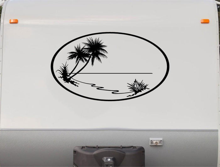 RV Camper Palm Tree RV Decals Sticker Beach Scene Replacement Sticker Chef