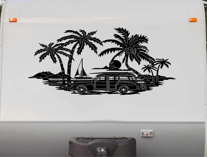 Sailboat Palm Tree Beach Trailer Decals Trailer Sticker