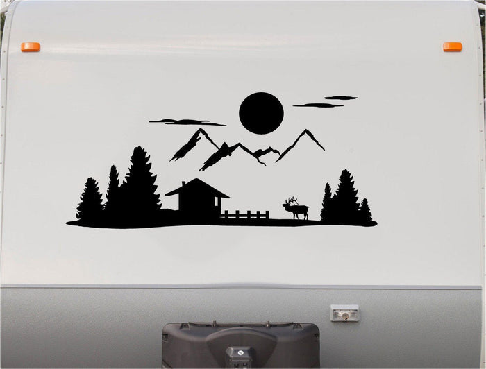 Mountains and Lake Deer Vinyl Decal for RVs Campers and 5th Wheel Motor Homes - V04 Sticker Chef