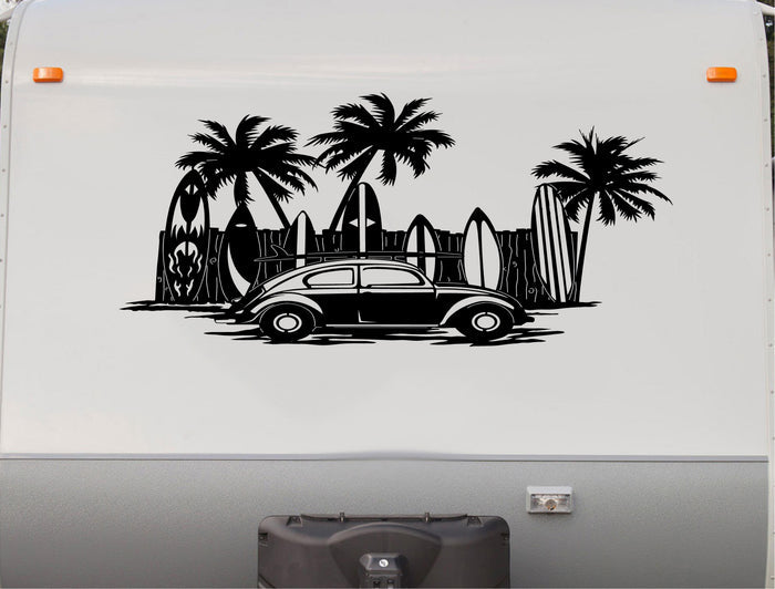 Surf Board Palm Tree Beach Trailer Decals Trailer Sticker