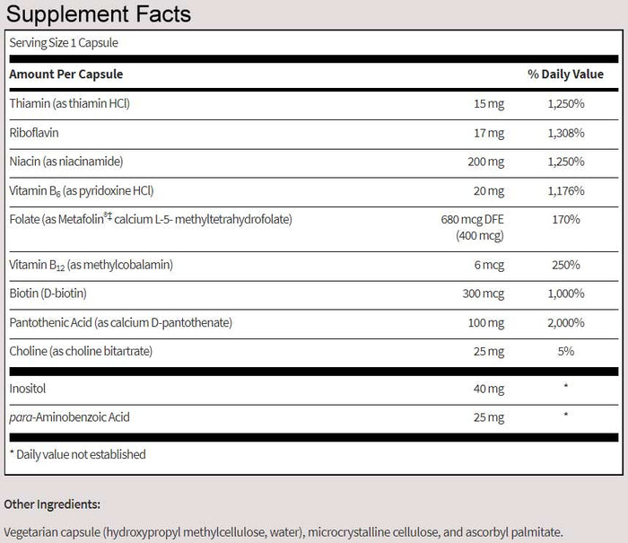 SFI HEALTH (Klaire Labs) B Complex Plus Ingredients