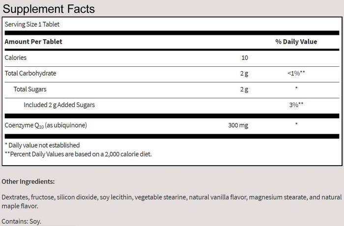 SFI HEALTH (Klaire Labs) Chewable Coenzyme Q10 300 mg Ingredients