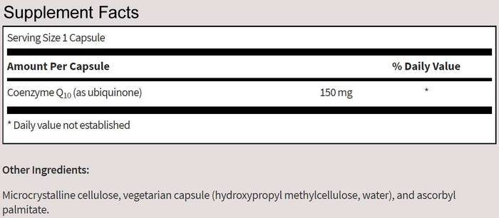 SFI HEALTH (Klaire Labs) Coenzyme Q10 150 mg Ingredients