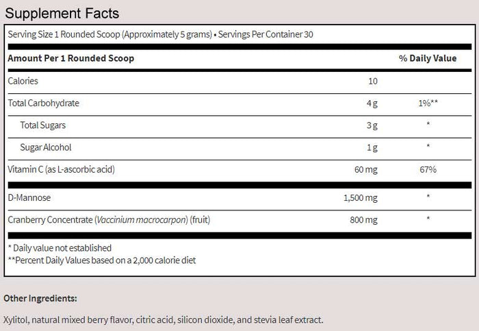 SFI HEALTH (Klaire Labs) D-Mannose Plus Powder Ingredients