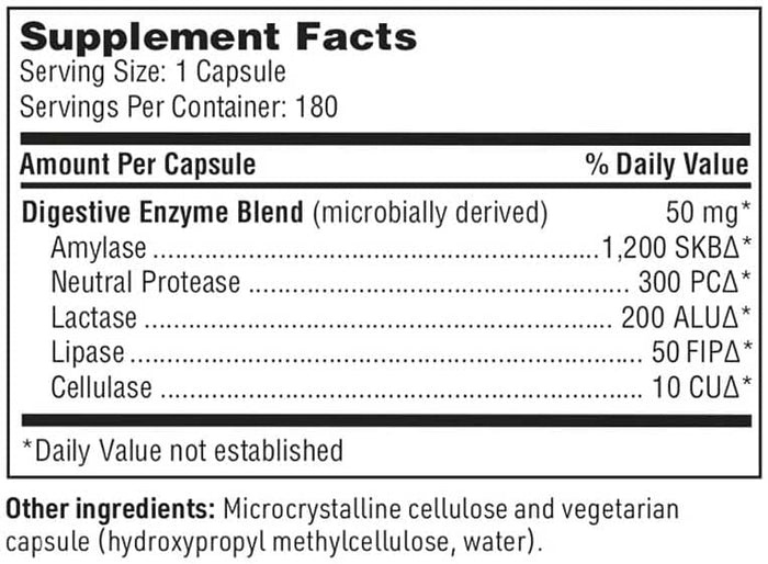 SFI HEALTH (Klaire Labs) Digestive Enzymes Ingredients