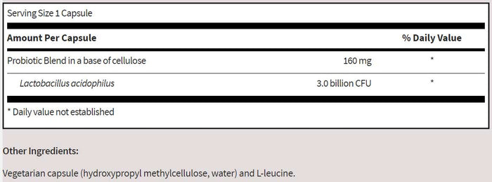 SFI HEALTH (Klaire Labs) L. Acidophilus SCD Compliant Ingredients