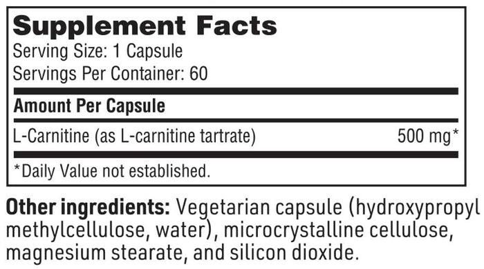 SFI HEALTH (Klaire Labs) L-Carnitine Tartrate Ingredients