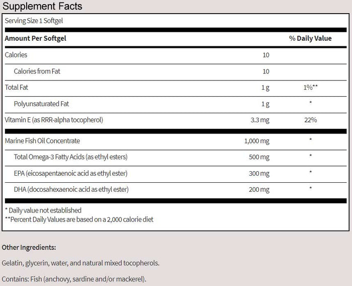 SFI HEALTH (Klaire Labs) Marine Fish Oil Ingredients