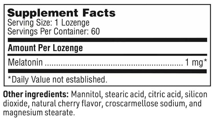SFI HEALTH (Klaire Labs) Melatonin Lozenge Formula 1 mg Ingredients