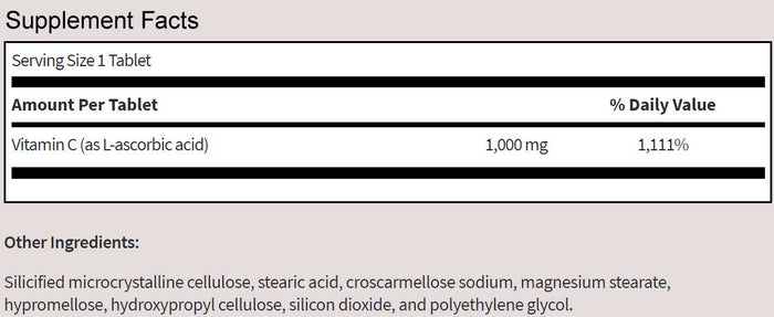 SFI HEALTH (Klaire Labs) Vitamin C 1000 mg Ingredients