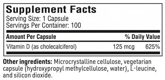 SFI HEALTH (Klaire Labs) Vitamin D3 (5000 IU) Ingredients