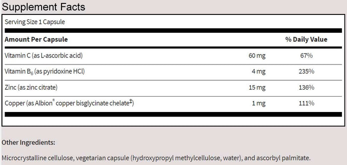 SFI HEALTH (Klaire Labs) Zinc Plus Ingredients