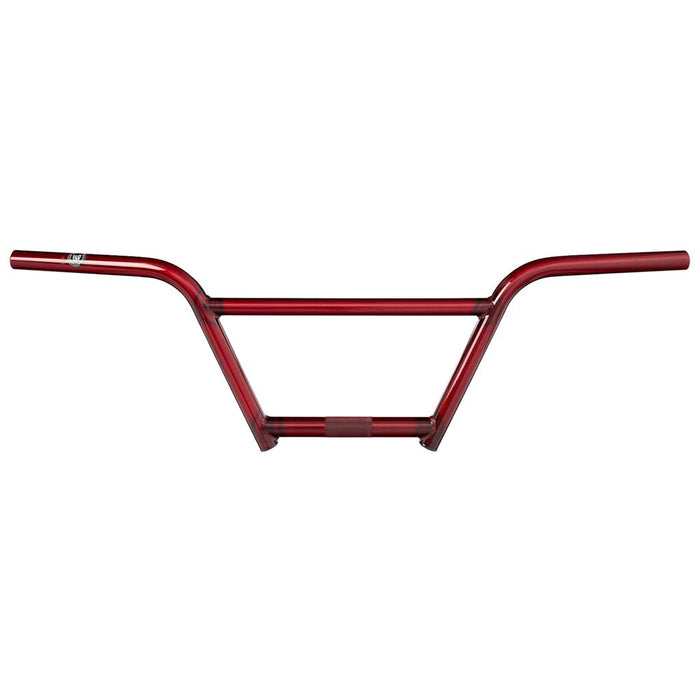 Glossy red S&M Cruiser Bars / 4 Piece (22.2mm Clamp) handlebars with a crossbar, viewed from the front against a white background.