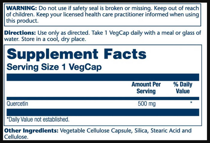 Solaray Quercetin 500 mg Ingredinets