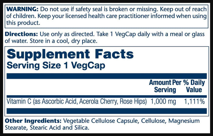 Solaray Vitamin C Timed-Release Ingredients