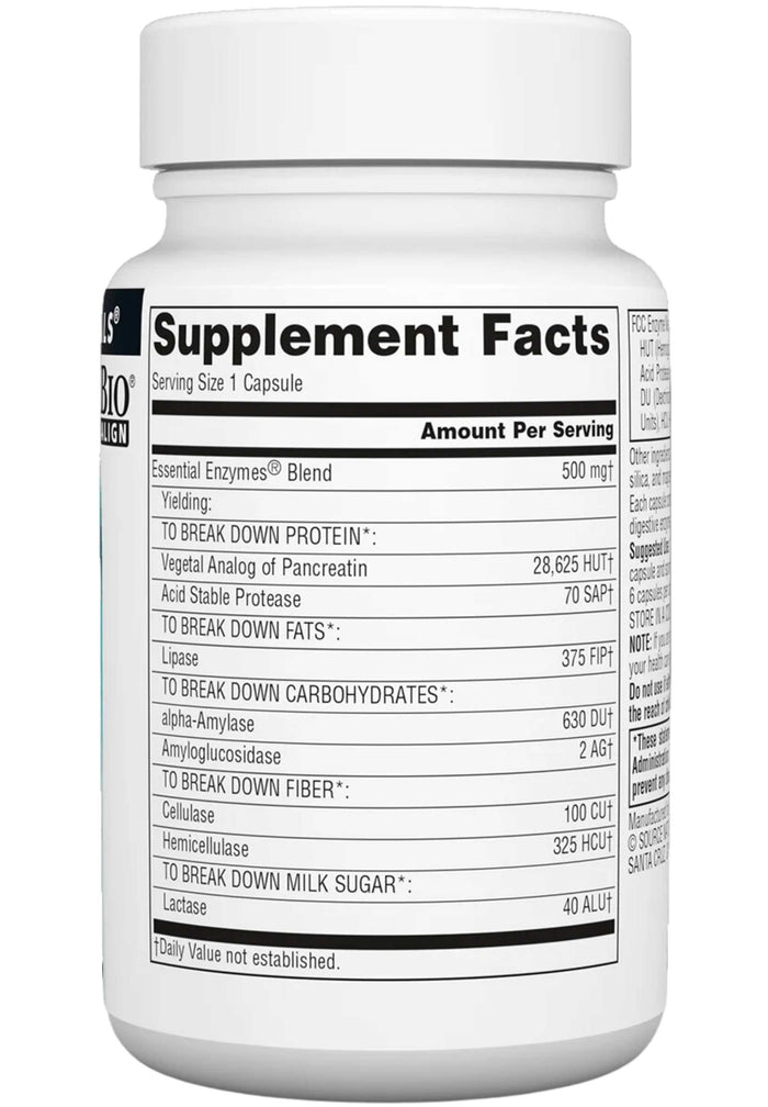 Source Naturals Essential Enzymes Ingredients