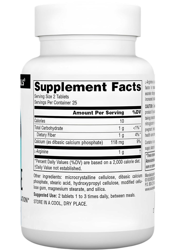 Source Naturals L-Arginine 500 mg, Tablets Ingredients