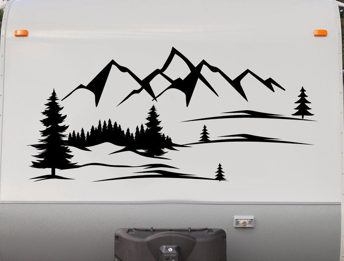 StickerChef Mountain Range RV Vinyl Decal - Camping Design MT31