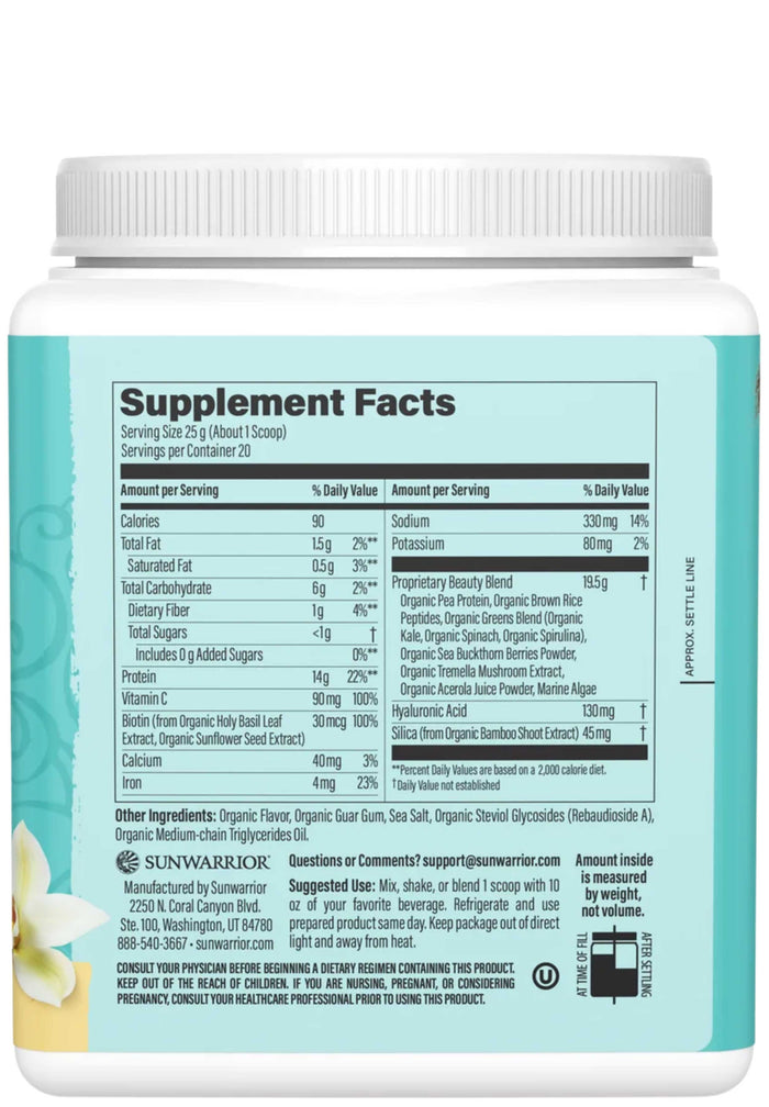 Sunwarrior Collagen Building Protein Peptides, Plant Based 500g (20 servings) Ingredients