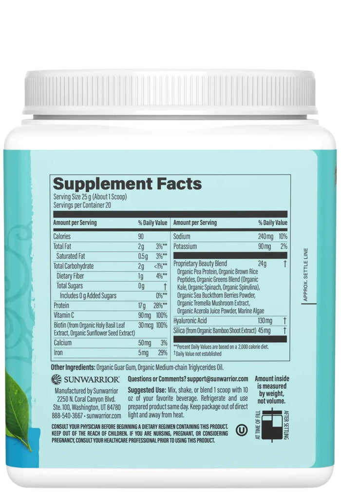 Sunwarrior Collagen Building Protein Peptides, Plant Based 500g (20 servings) Ingredients