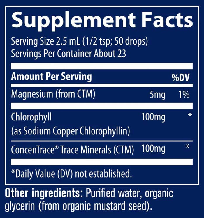 Trace Minerals Research Ionic Chlorophyll Liquid Ingredients