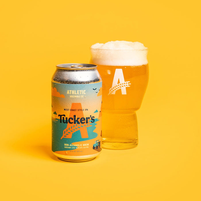 Can and glass of Tucker's West Coast IPA