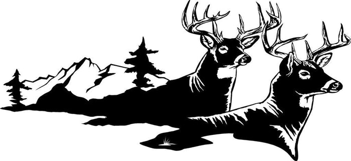 Two Bucks Deer Wall Decals - Vinyl Stickers Mural for Stylish Bedroom Decor Sticker Chef