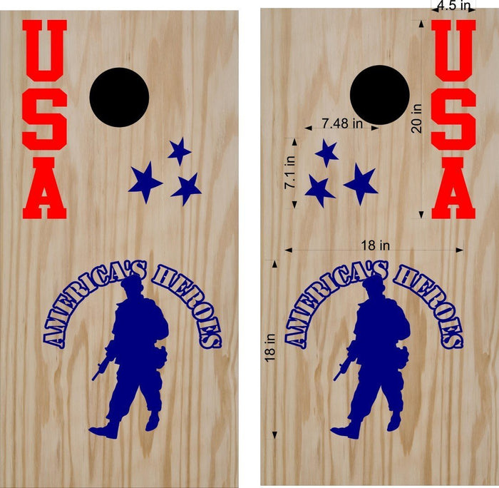 USA Army Cornhole Board Decals  Patriotic Flag Stickers for Game Tables Sticker Chef
