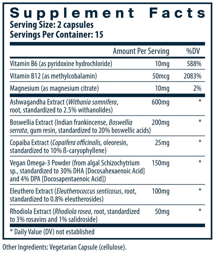 Vital Nutrients Cortisol Balance Ingredients