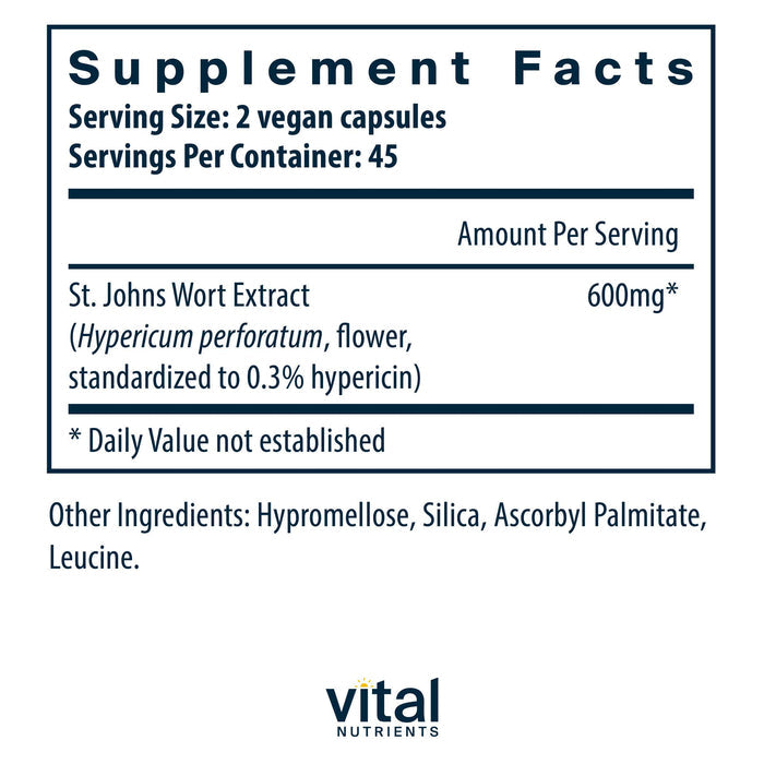 Vital Nutrients St. John's Wort Ingredients