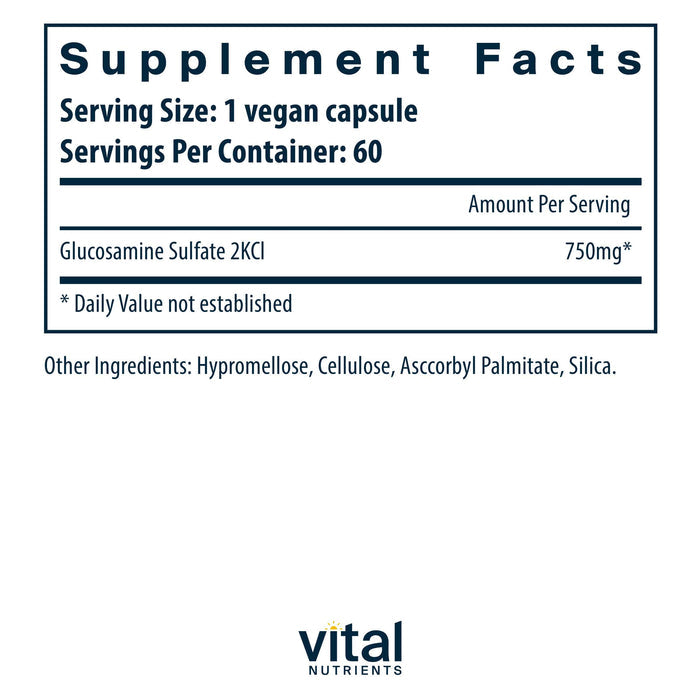 Vital Nutrients Glucosamine Sulfate 750mg Ingredients