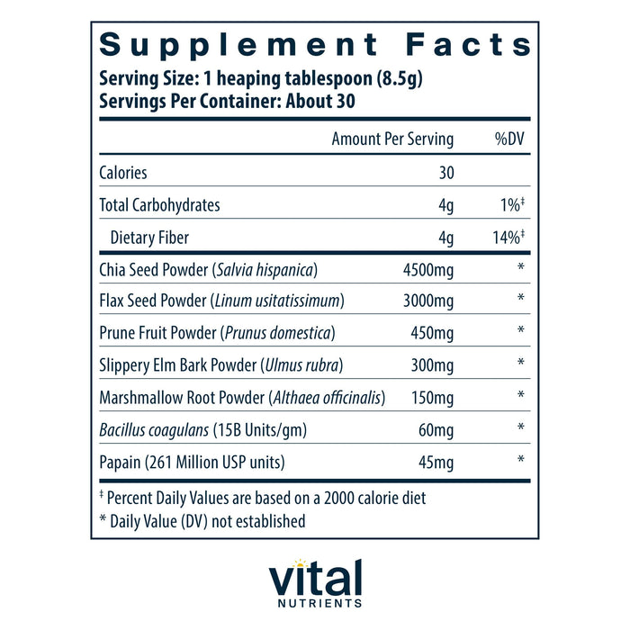 Vital Nutrients Whole Fiber Fusion Ingredients
