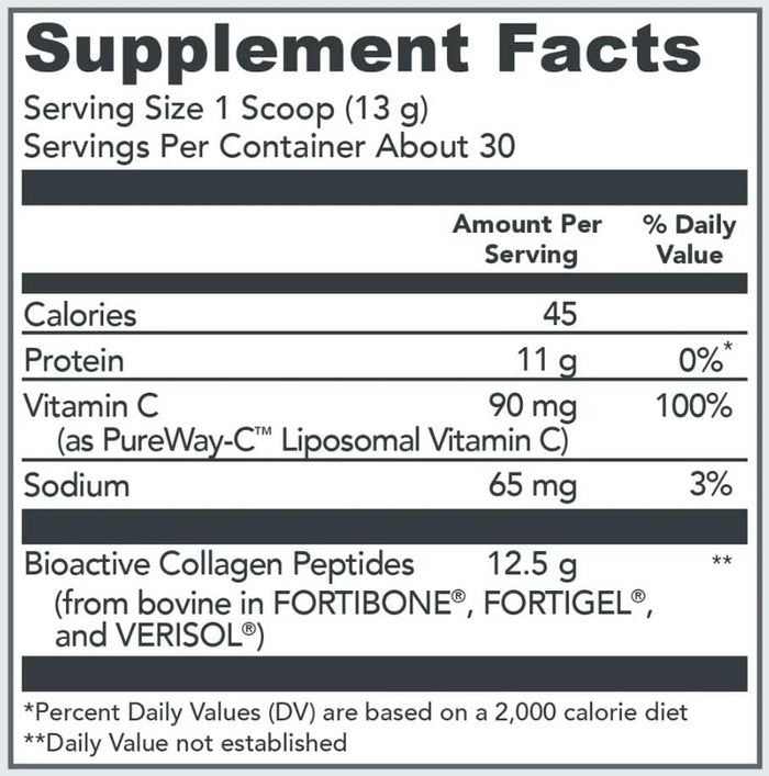Vital Proteins Bioactive Collagen Complex Daily Foundational Support Ingredients