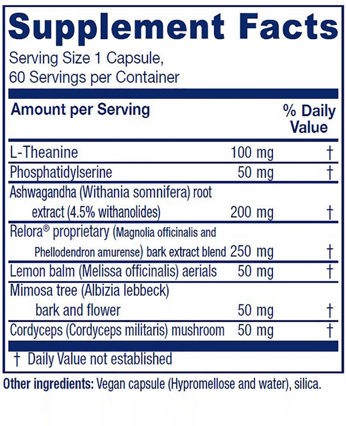 Vitanica Cortisol Relief Ingredients