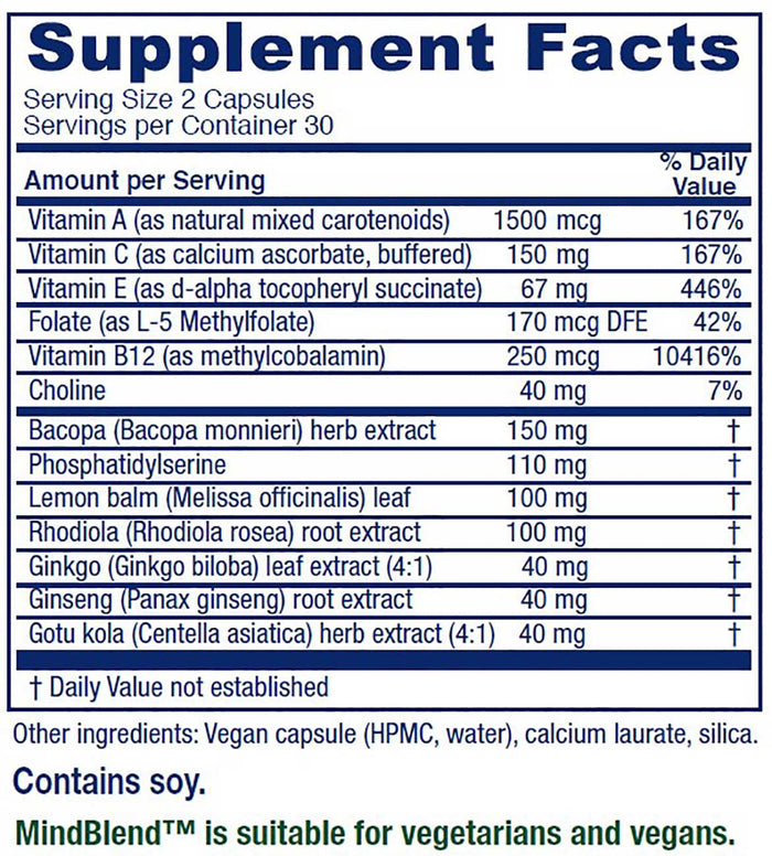 Vitanica MindBlend Ingredients