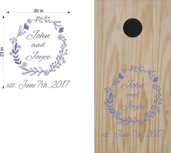 Wedding Day Cornhole Board Vinyl Decals Stickers
