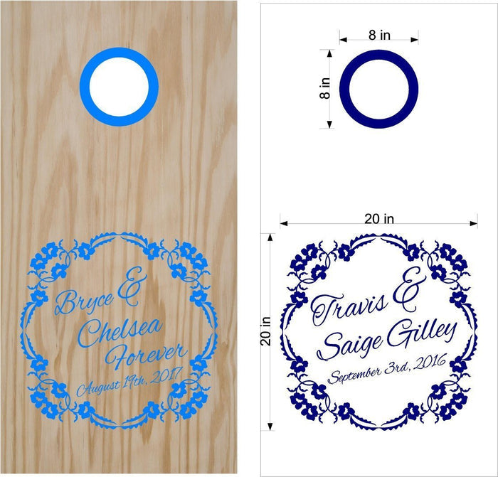 Wedding Monogram Flowers Cornhole Board Vinyl Decal Sticker Sticker Chef