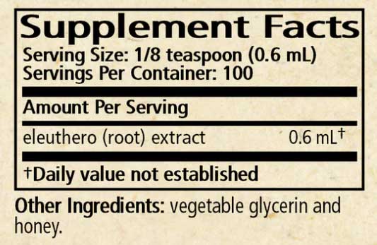 Wise Woman Herbals Botanical Syrup Eleuthero (Formerly Solid Extract) Ingredients