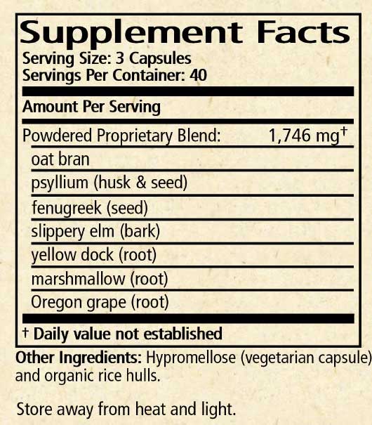 Wise Woman Herbals Fiber Flow Capsules Ingredients