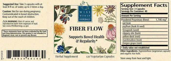 Wise Woman Herbals Fiber Flow Capsules Label