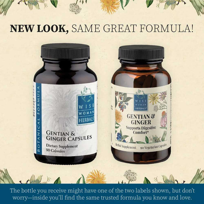 Wise Woman Herbals Gentian and Ginger Capsules New Look