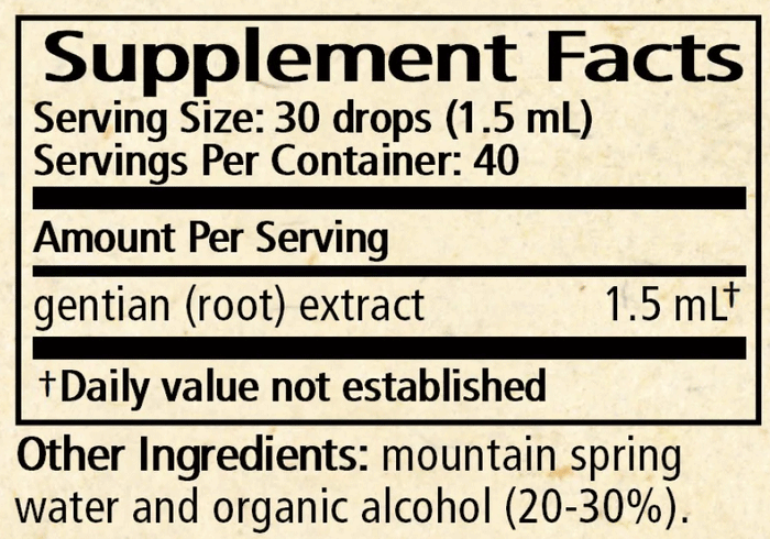 Wise Woman Herbals Gentian (Gentiana lutea) Ingredients