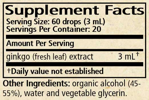 Wise Woman Herbals Ginkgo (Ginkgo biloba) Ingredients