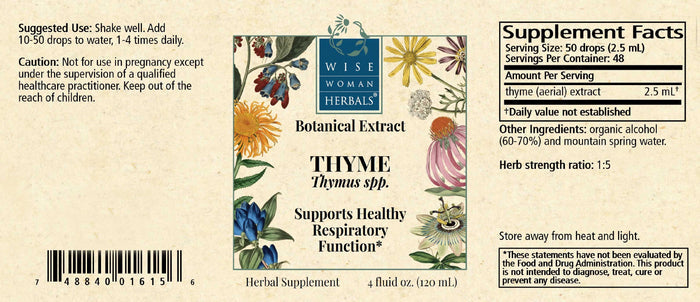 Wise Woman Herbals Thyme Thymus Spp. Label