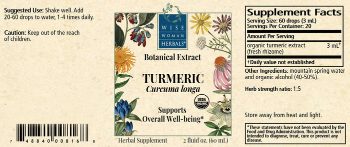 Wise Woman Herbals Turmeric (Curcuma spp.) Label