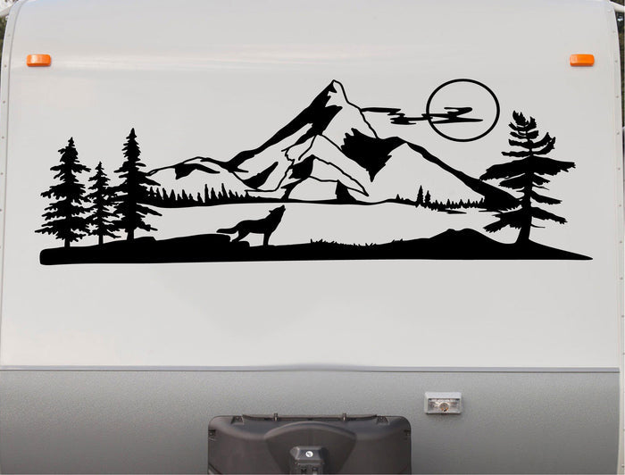 Wolf Mountains RV Camper Decal Sticker - Trailer Replacement Art CT18