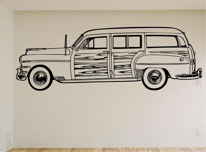 Woody Wagon Wall Decal - Classic Car Auto Stickers Man Cave Boys Room Décor
